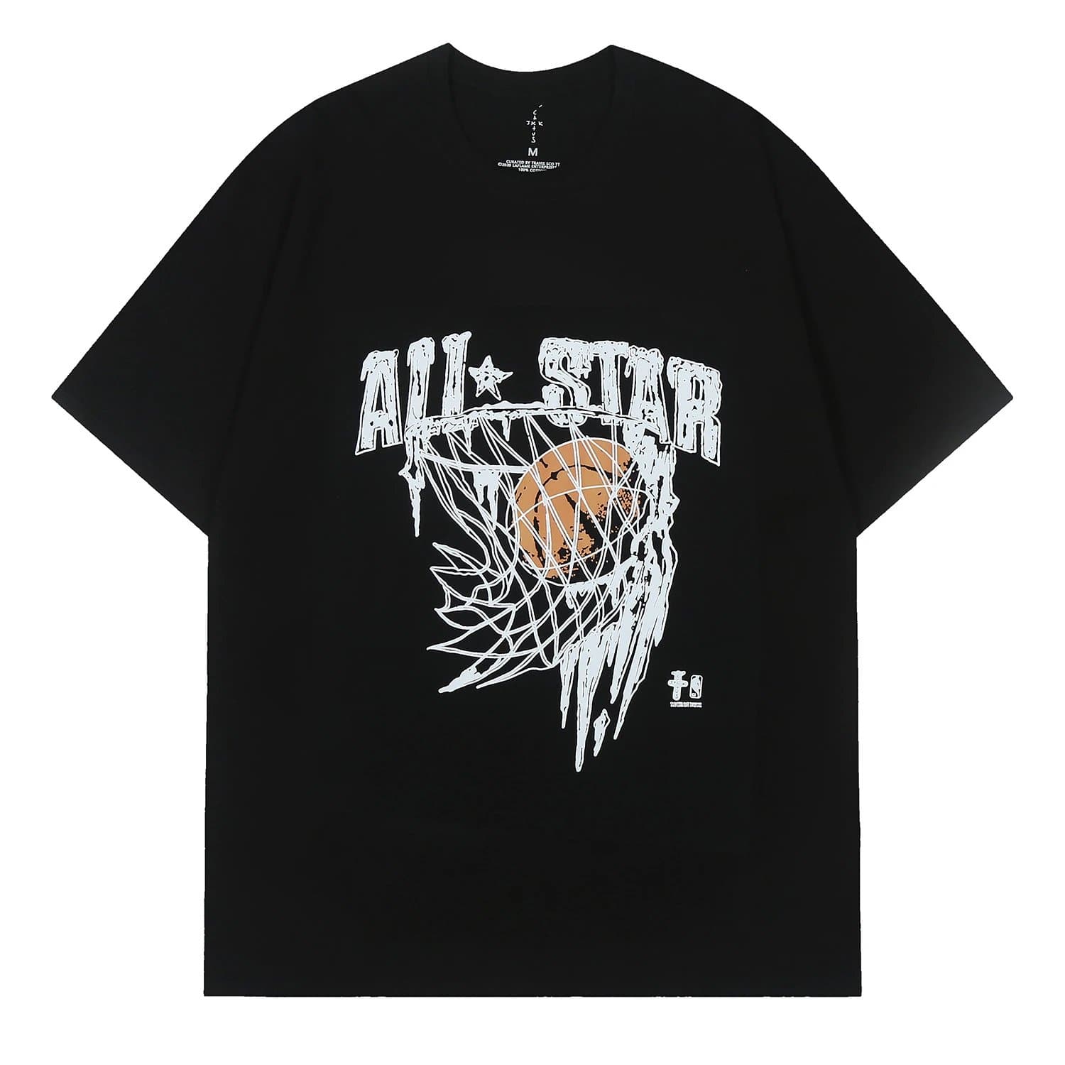Travis Scott x Cactus Jack Black All-Star Basketball Print T-Shirt Black
