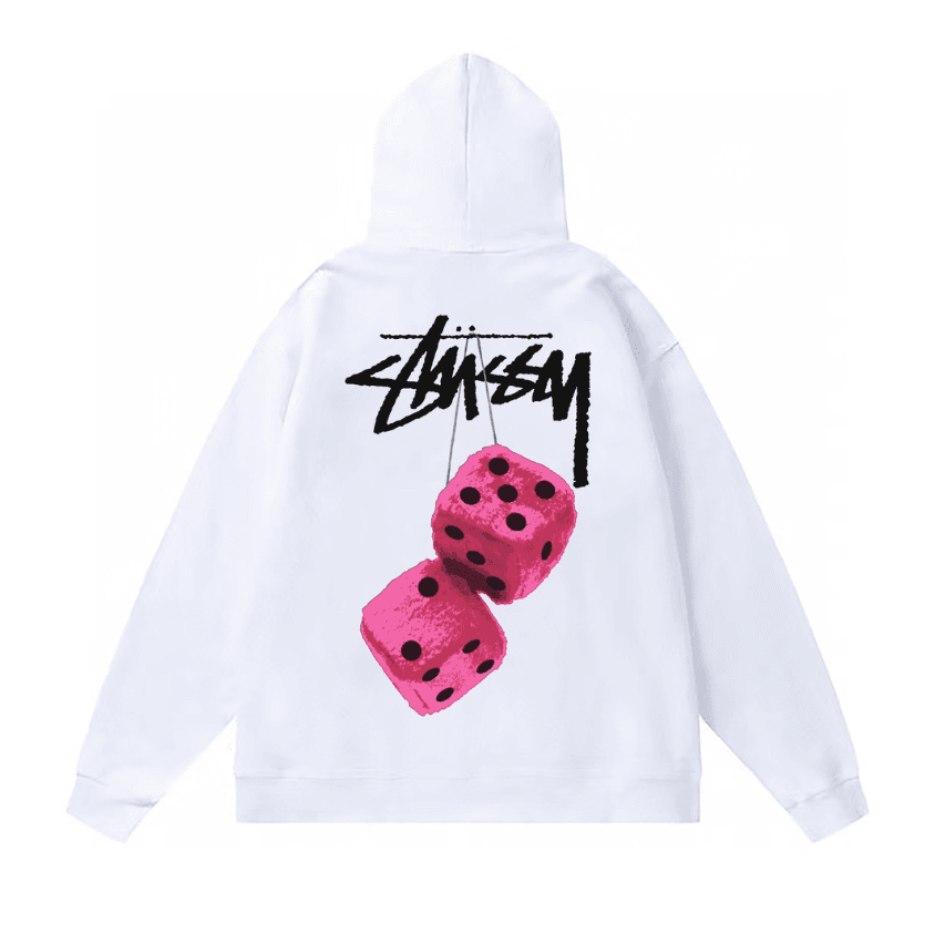 Stussy Stussy Dice Hoodie in White and Pink White