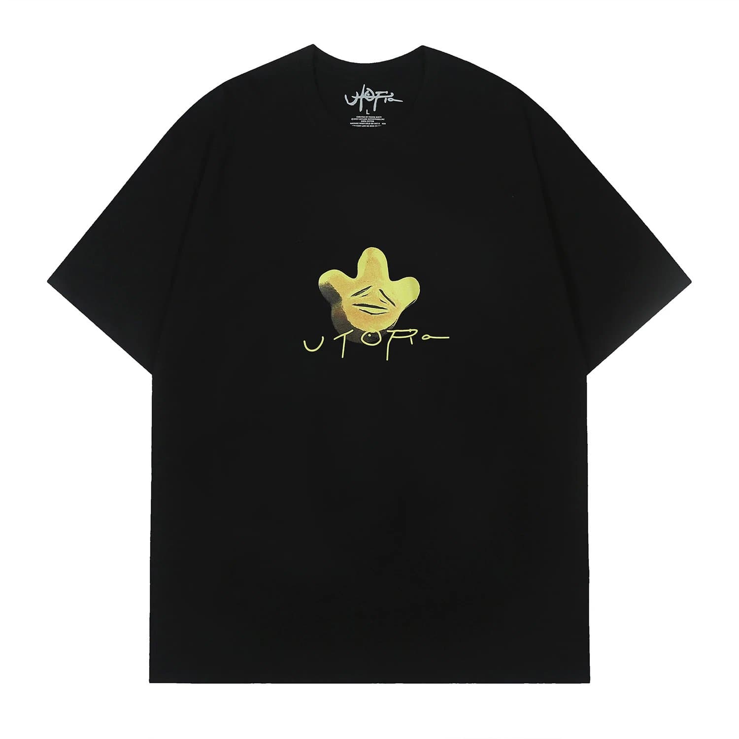 Utopia Utopia Black T-Shirt with Yellow Graphic Print Black