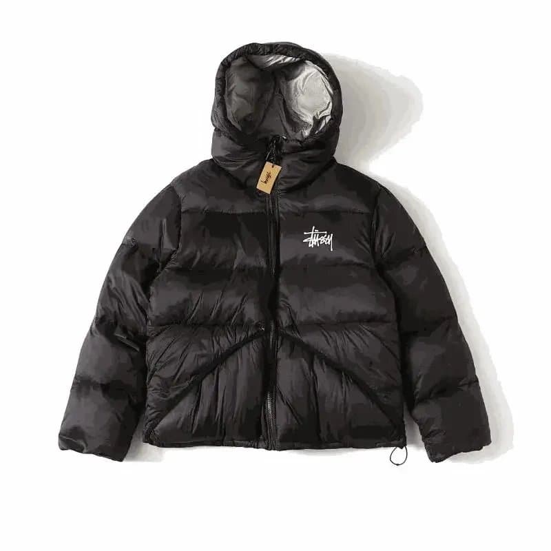 Stussy Stussy Black Puffer Jacket with Hood Black