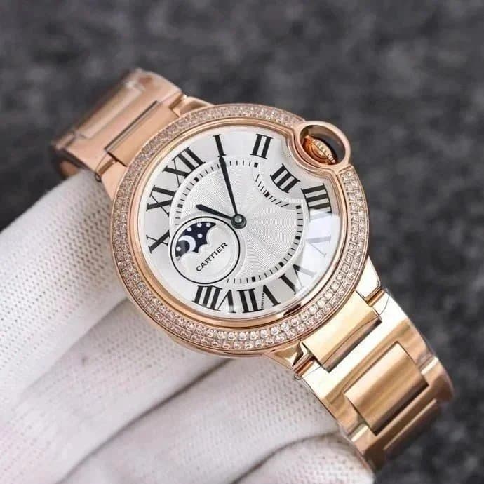 Cartier Cartier Ballon Bleu Rose Gold Watch with Diamond Bezel Gold