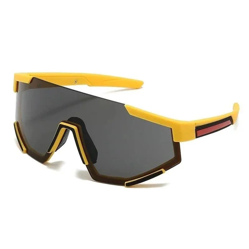 Yellow and Black Sport Sunglasses with Grey Lens